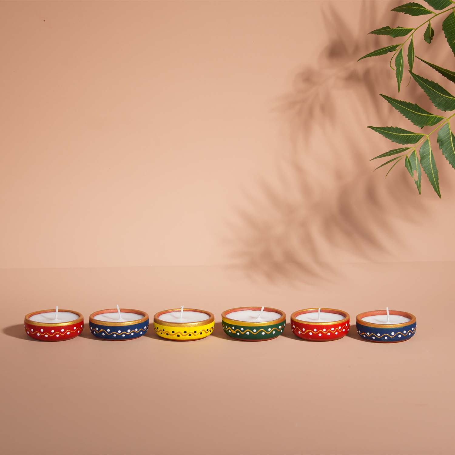 Ram Mandir Special - Hand-painted Terracotta Diya (Pack of 6)