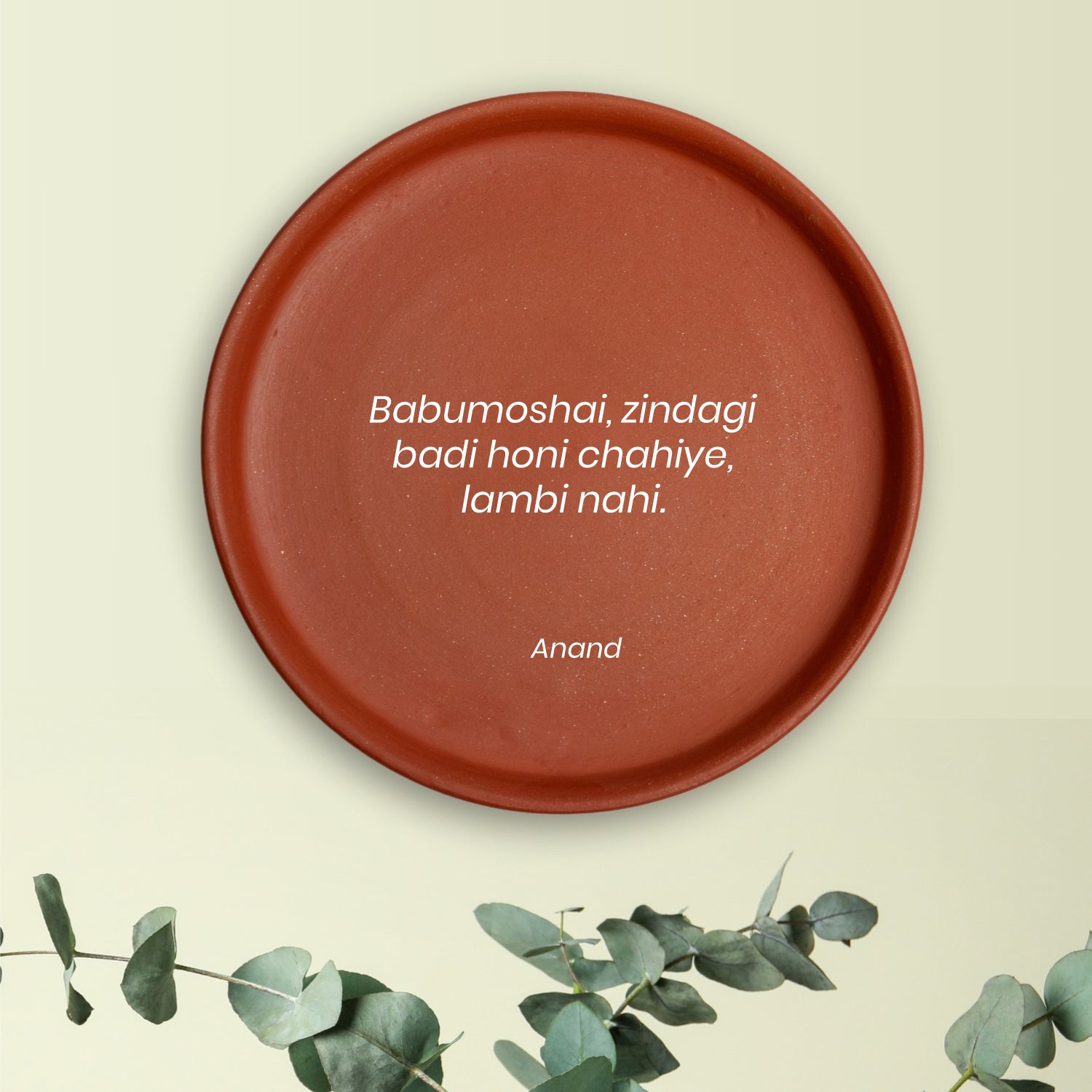 Terracotta Wall Plate - Anand Movie Quote
