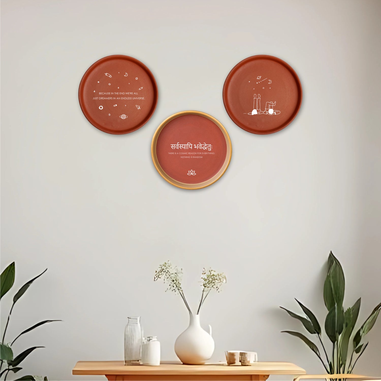 Universe Set Of 3 Terracotta Wall Plates