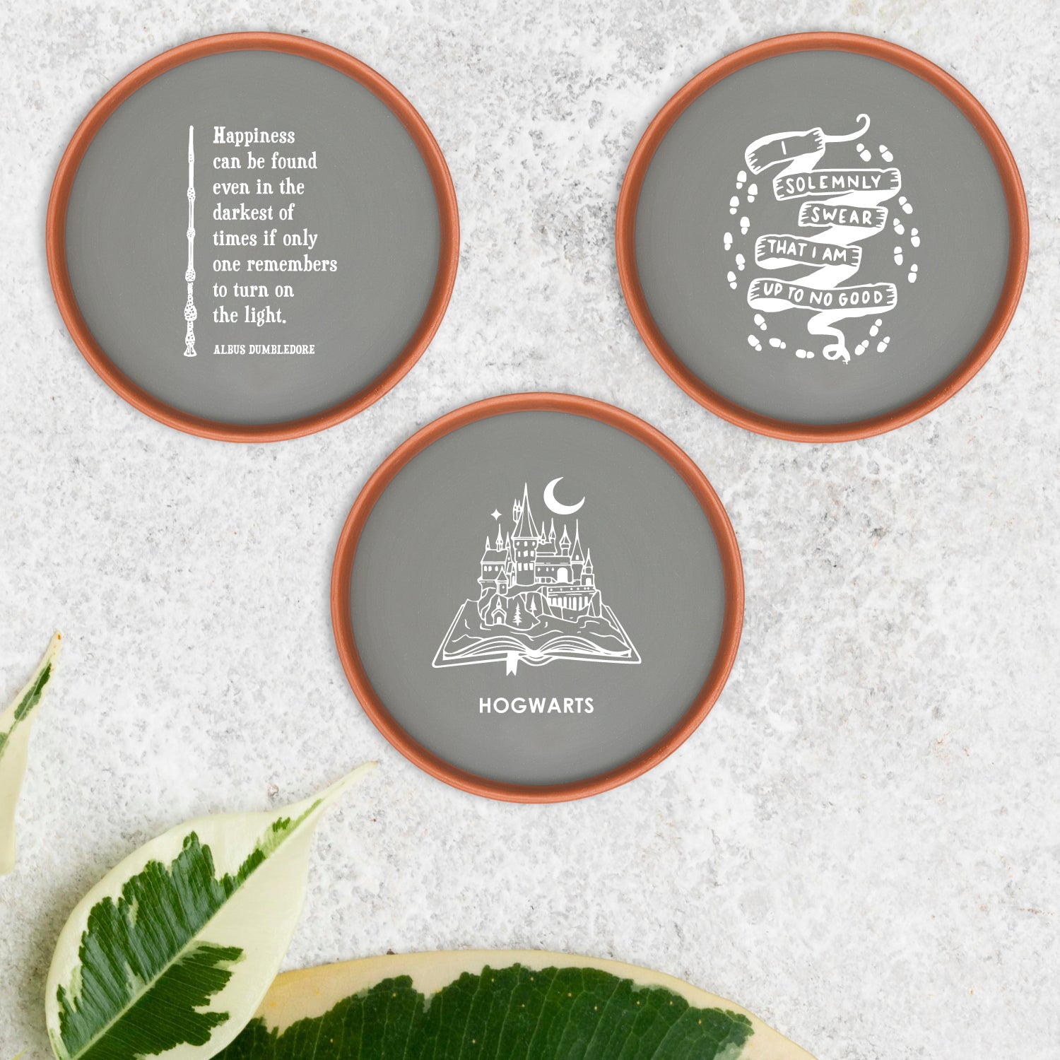 Harry Potter Magic Quotes Set Of 3 Terracotta Wall Plates