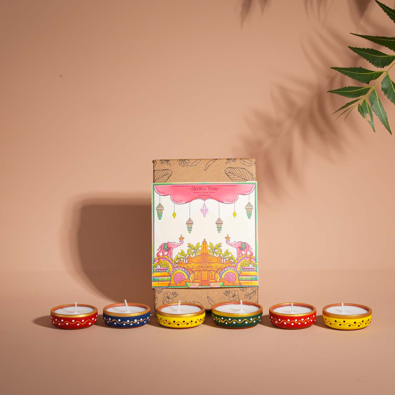 Ram Mandir Special - Hand-painted Terracotta Diya (Pack of 6)