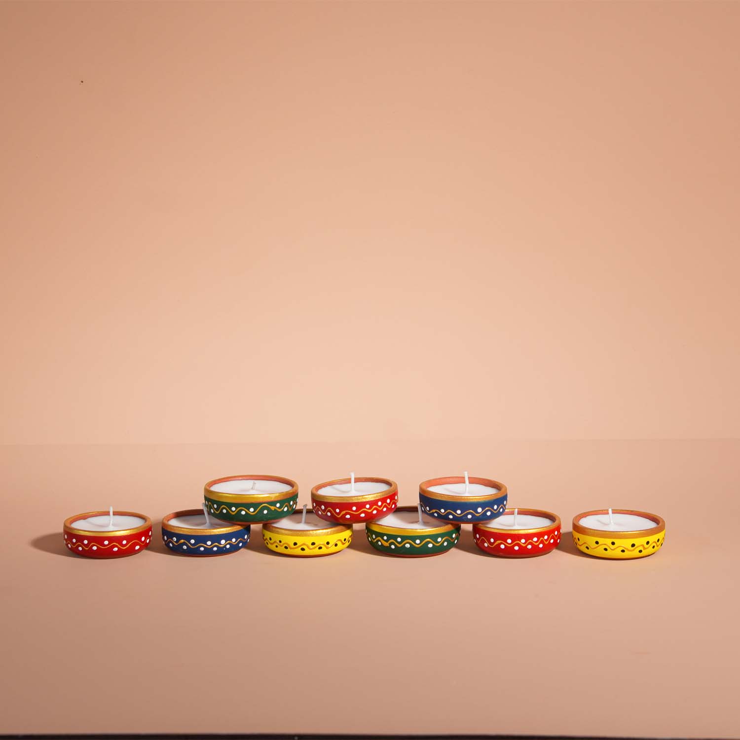 Ram Mandir Special - Handpainted Terracotta Diya (pack of 9)