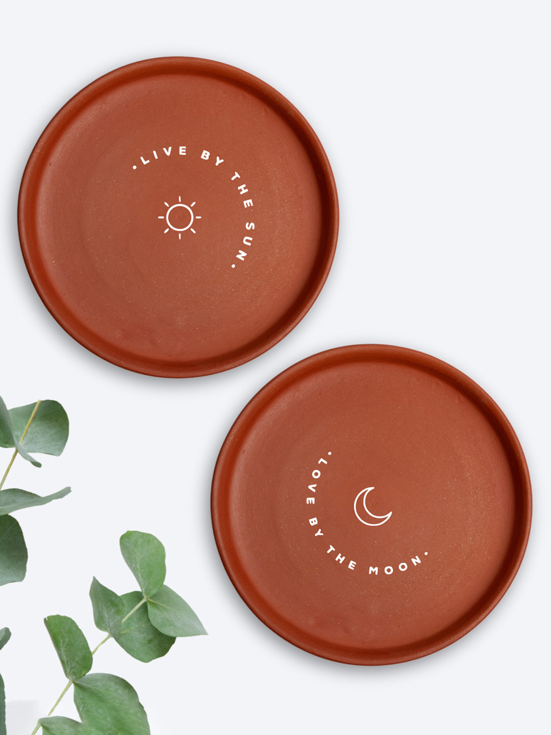 Terracotta Wall Plate Illustration Of Sun And Moon