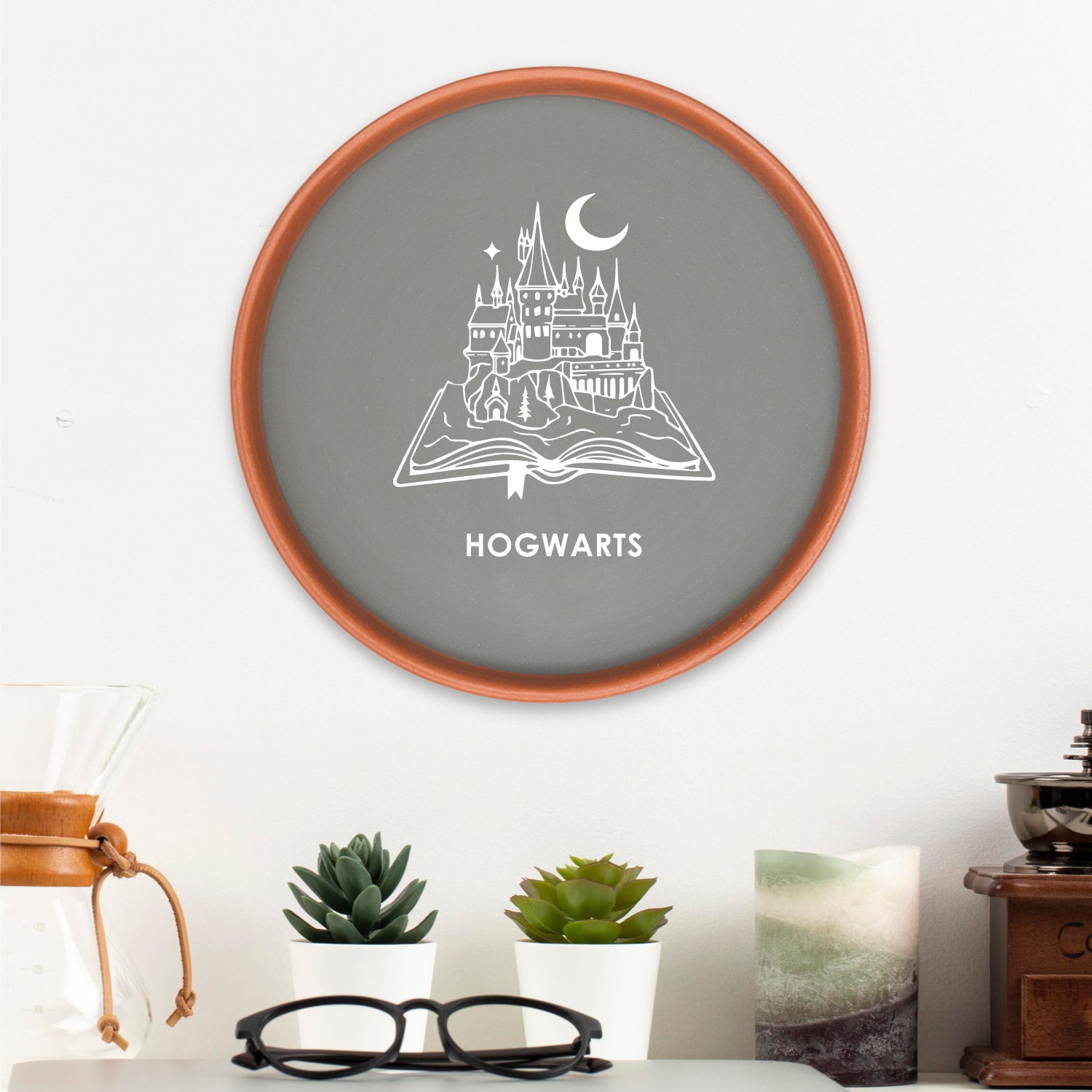 Terracotta Wall Plate - Harry Potter - Hogwarts Illustration