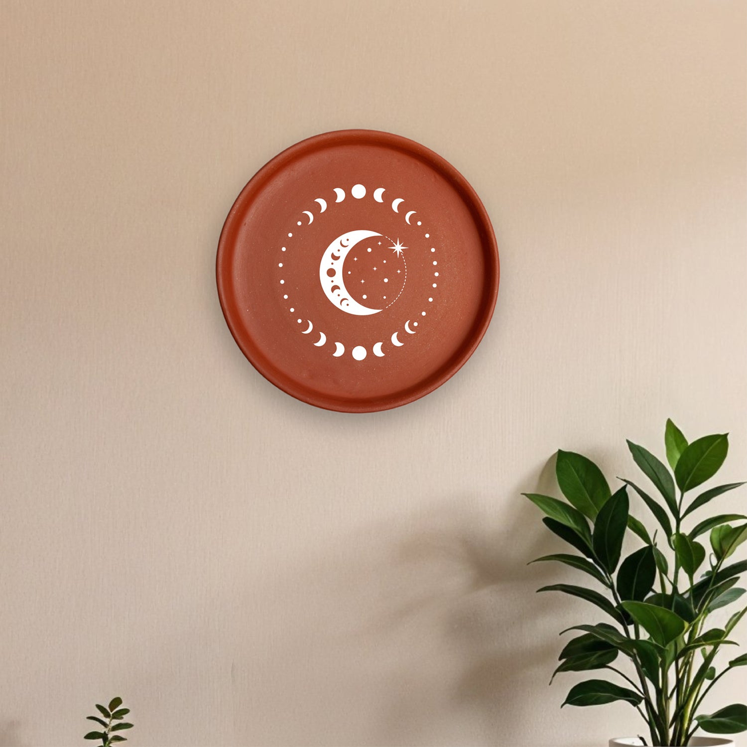 Terracotta Wall Plate - Phases Of Moon