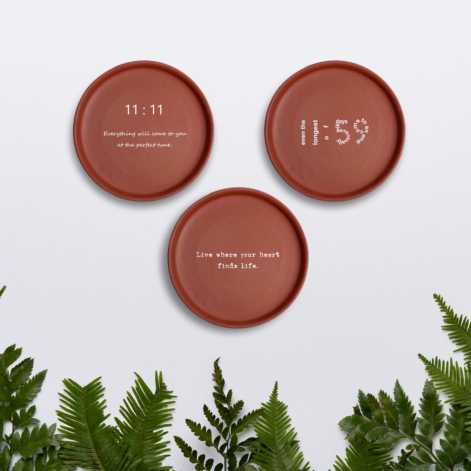 Heart & Time Terracotta Wall Plate Set