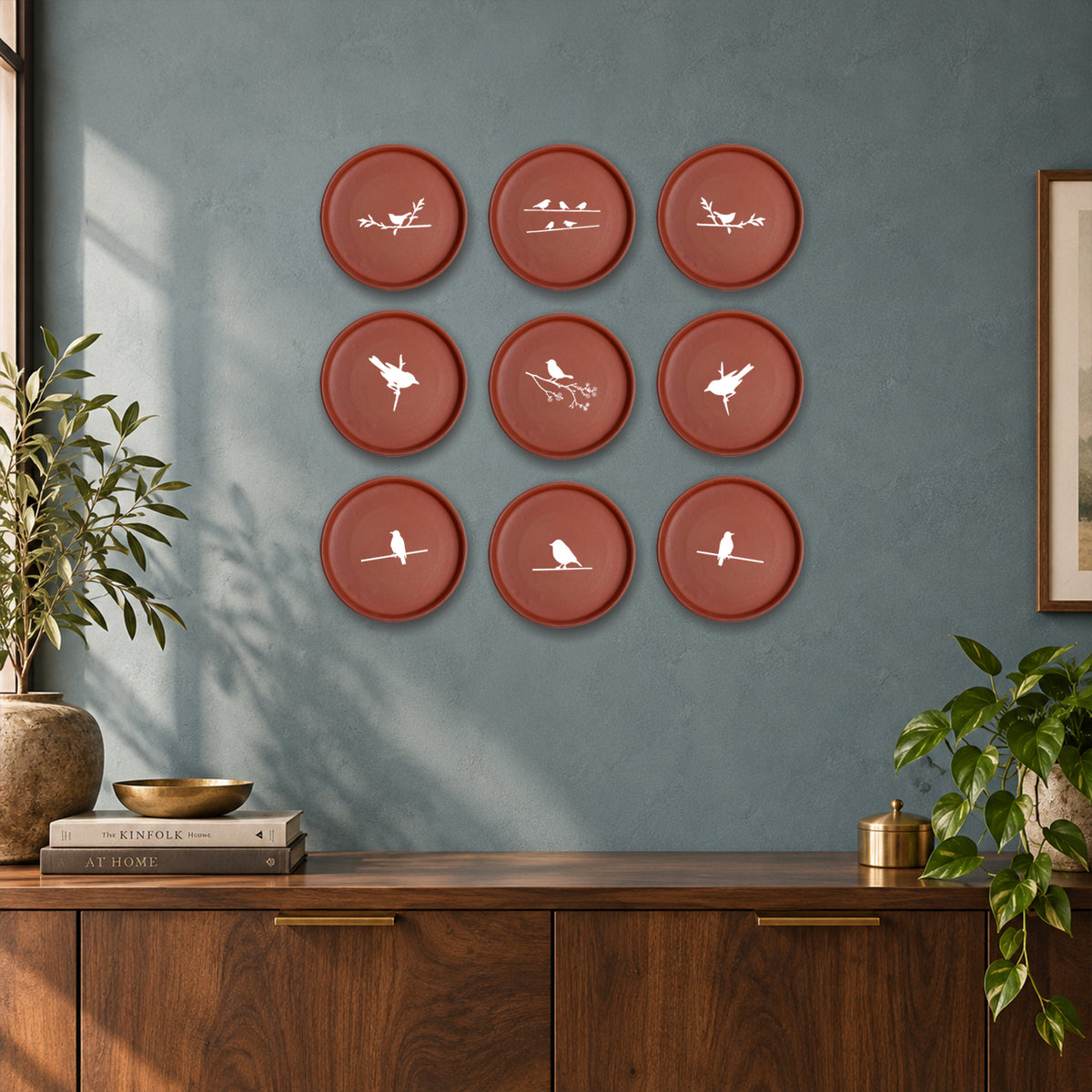 Birdsong – Set of 9 Terracotta Wall Art