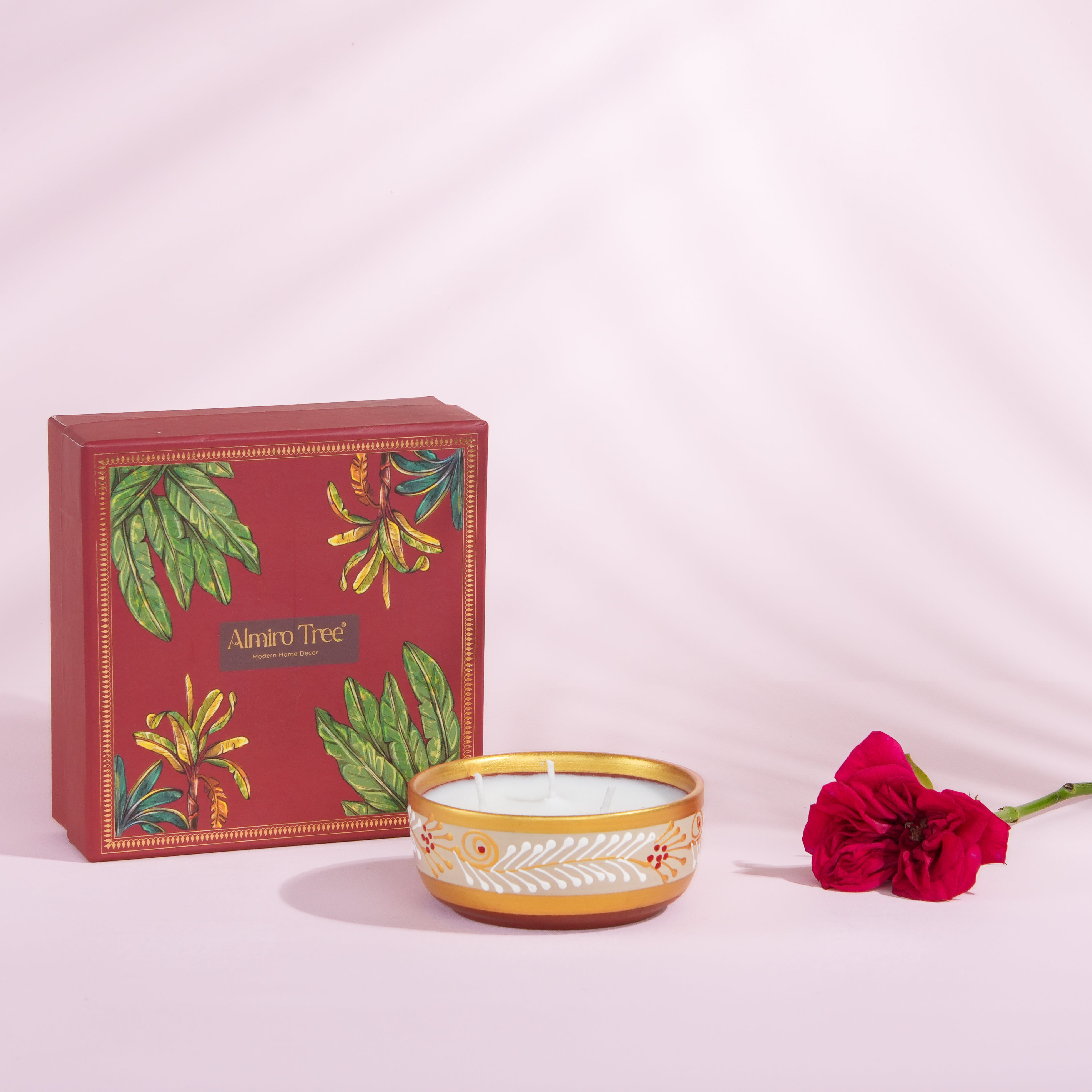 Rose - Handpainted Terracotta Essence Diya