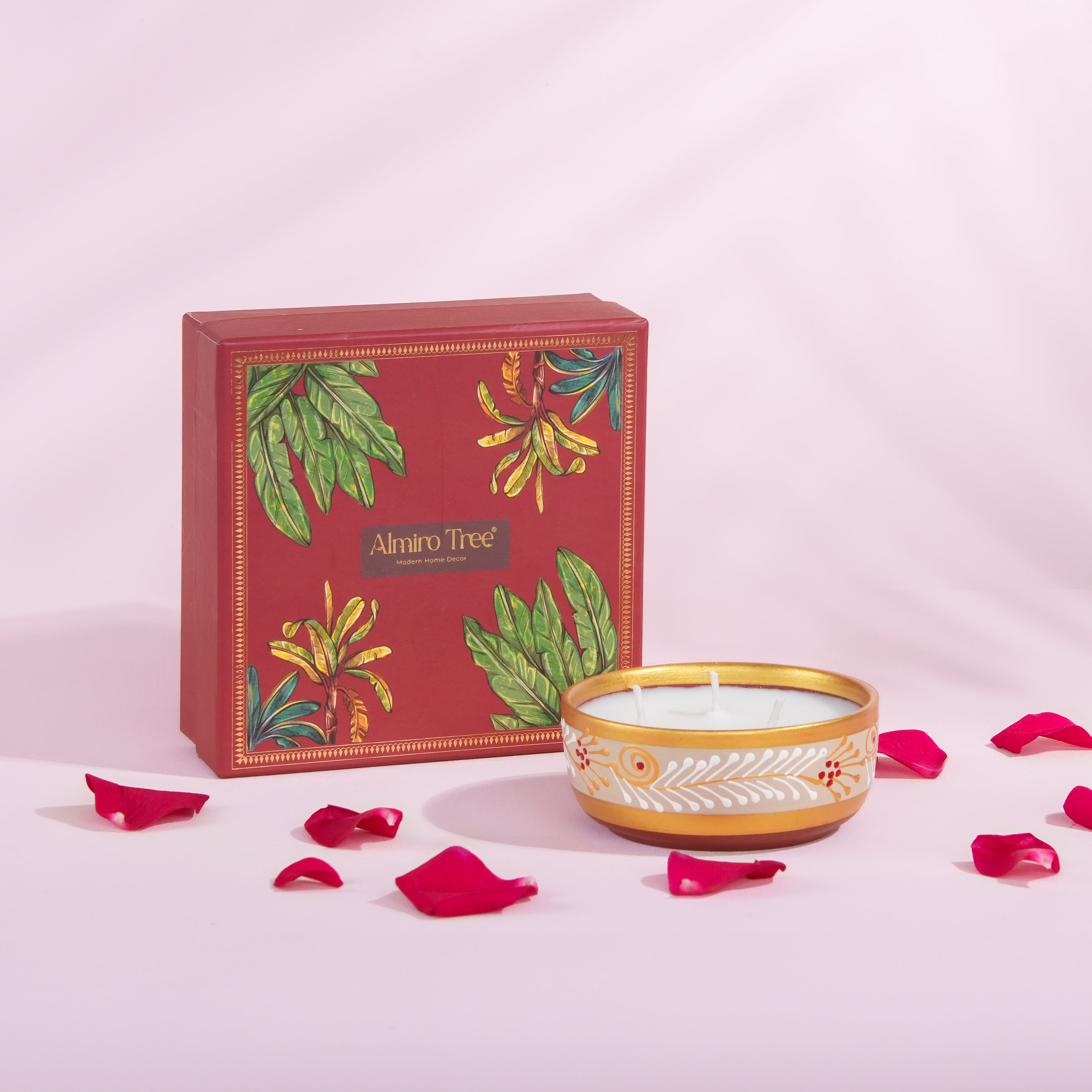 Rose - Handpainted Terracotta Essence Diya