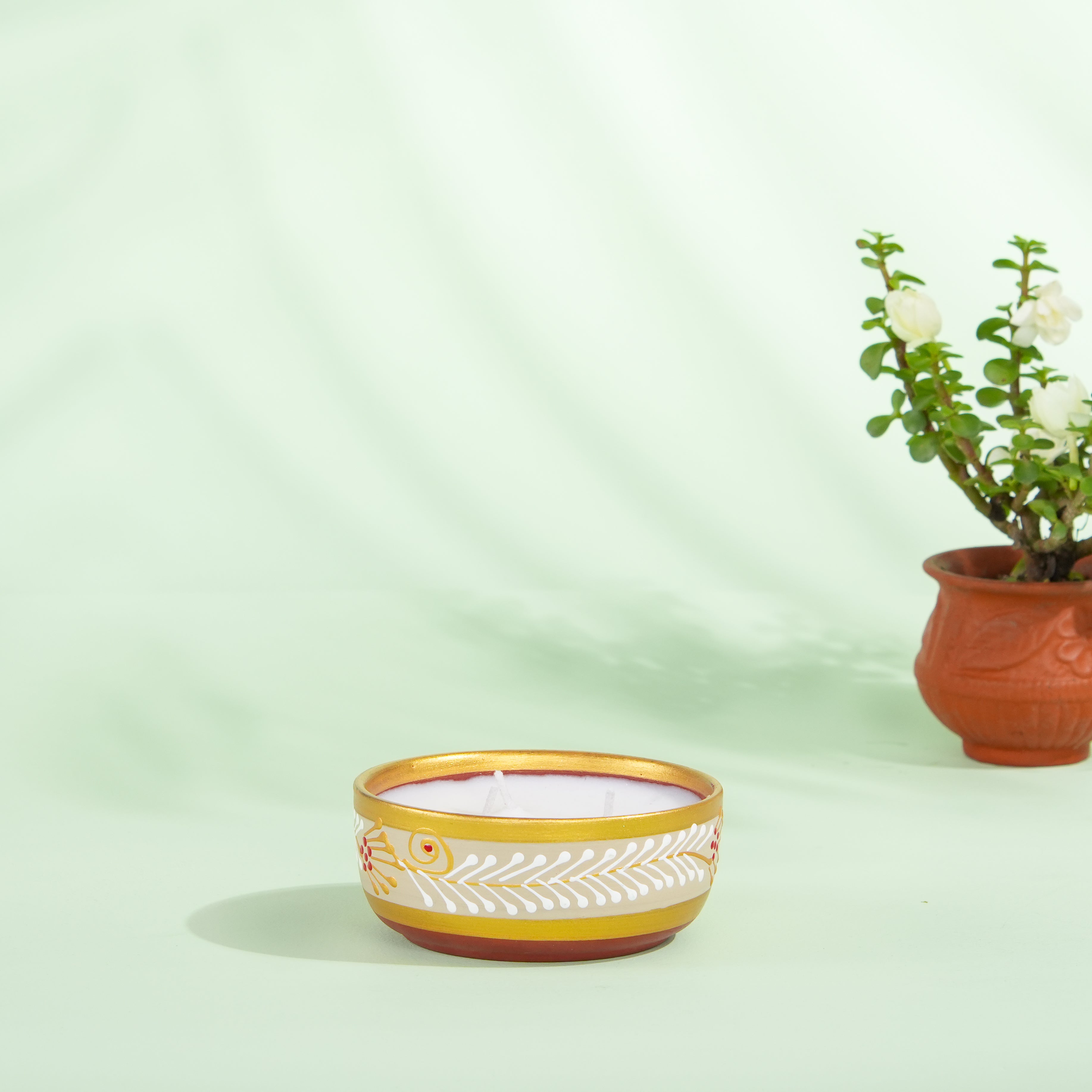 Champa - Handpainted Terracotta Essence Diya