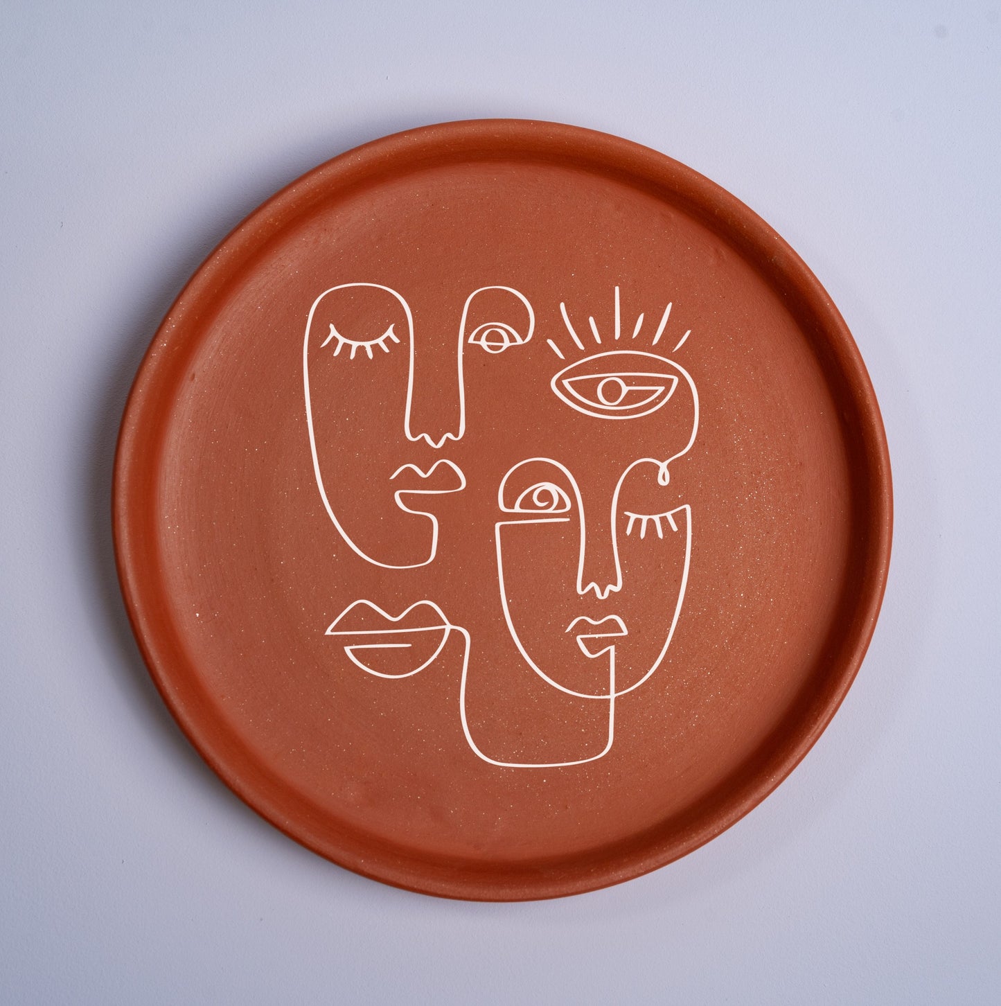 Face Minimalist Art Terracotta Wall Plate