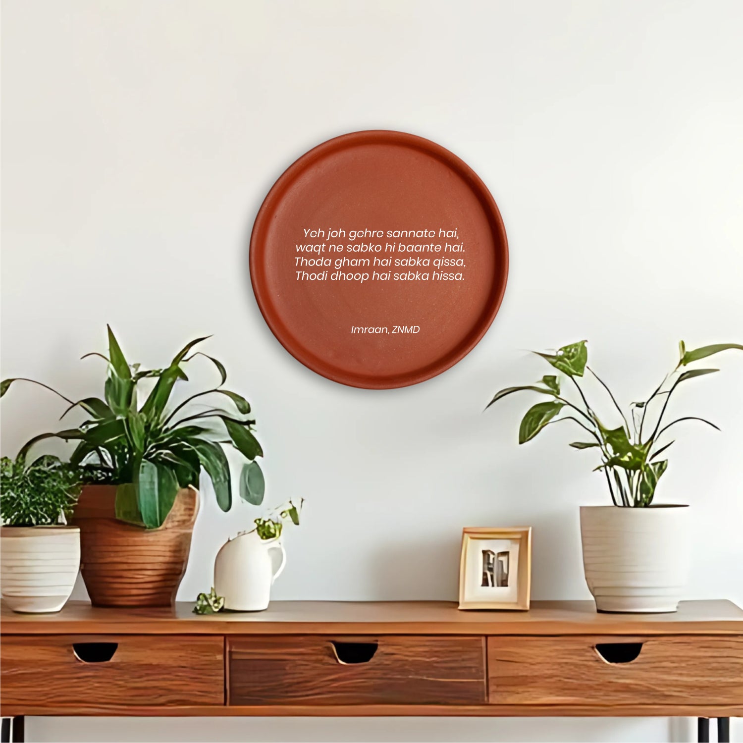 Terracotta Wall Plate - ZNMD Poem - Yeh Joh Gehre Sannate Hai