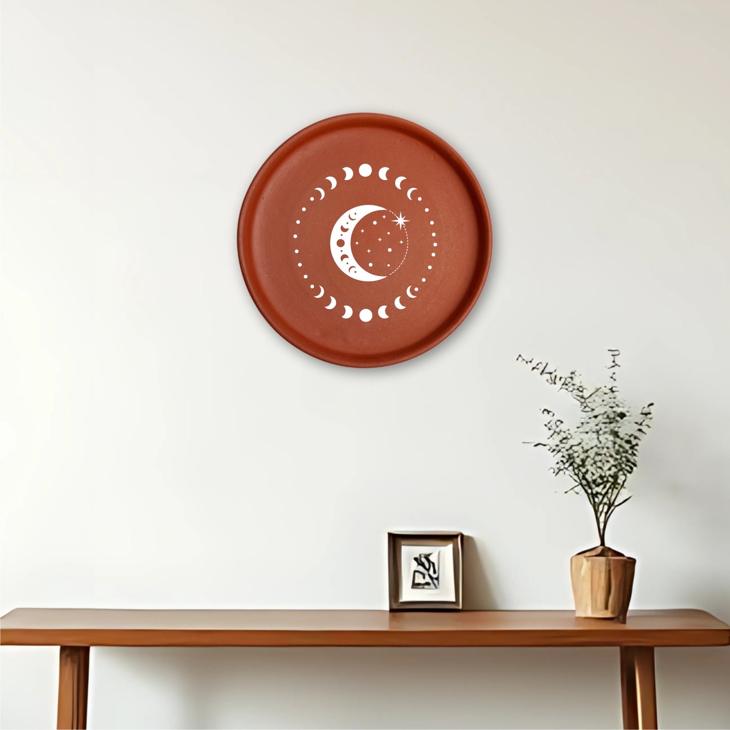 Terracotta Wall Plate - Phases Of Moon
