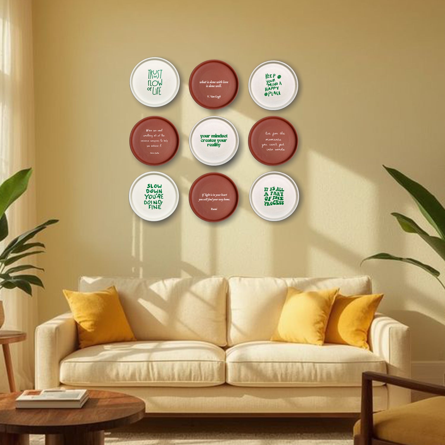 Mindful Reflections | Set of 9 Terracotta Wall Plates