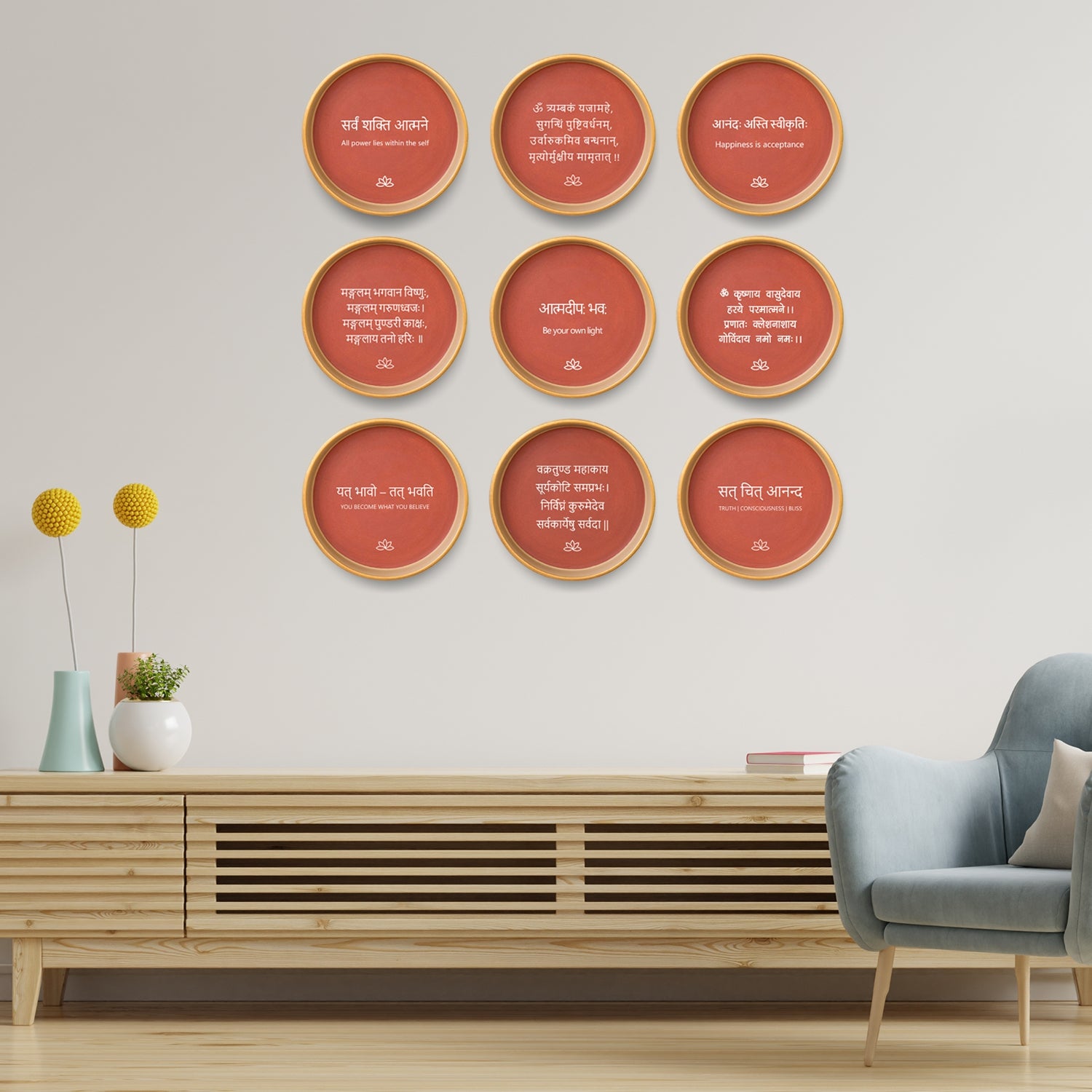 Soulful Scripts Terracotta Wall Plate Set of 9