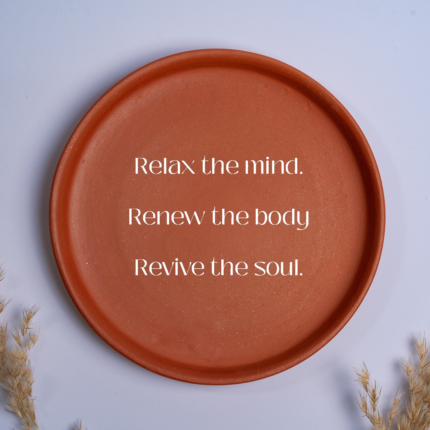 Relax Your Mind Quote Terracotta Wall Plate