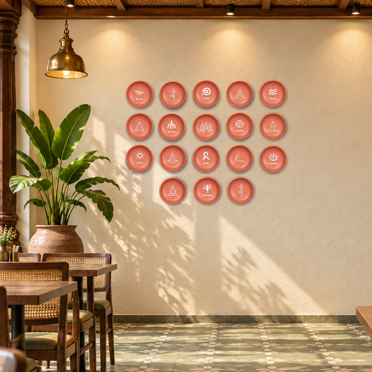Pause & Breathe – Set of 18 Terracotta Wall Plates
