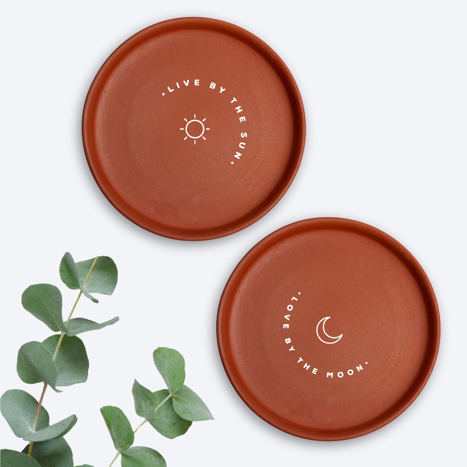 Terracotta Wall Plate Illustration Of Sun And Moon