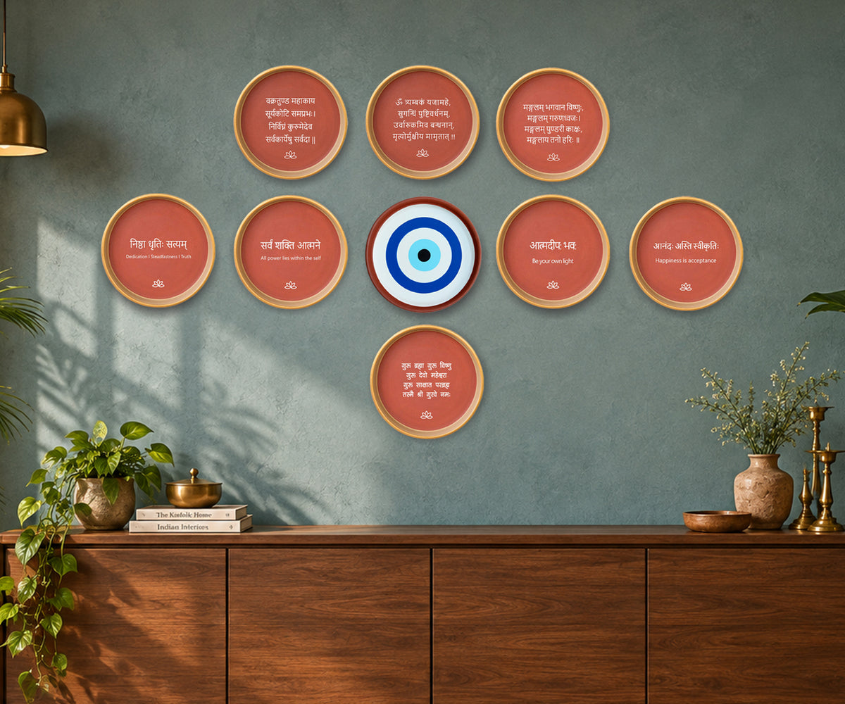 Sacred Words – Set of 9 Terracotta Wall Plates