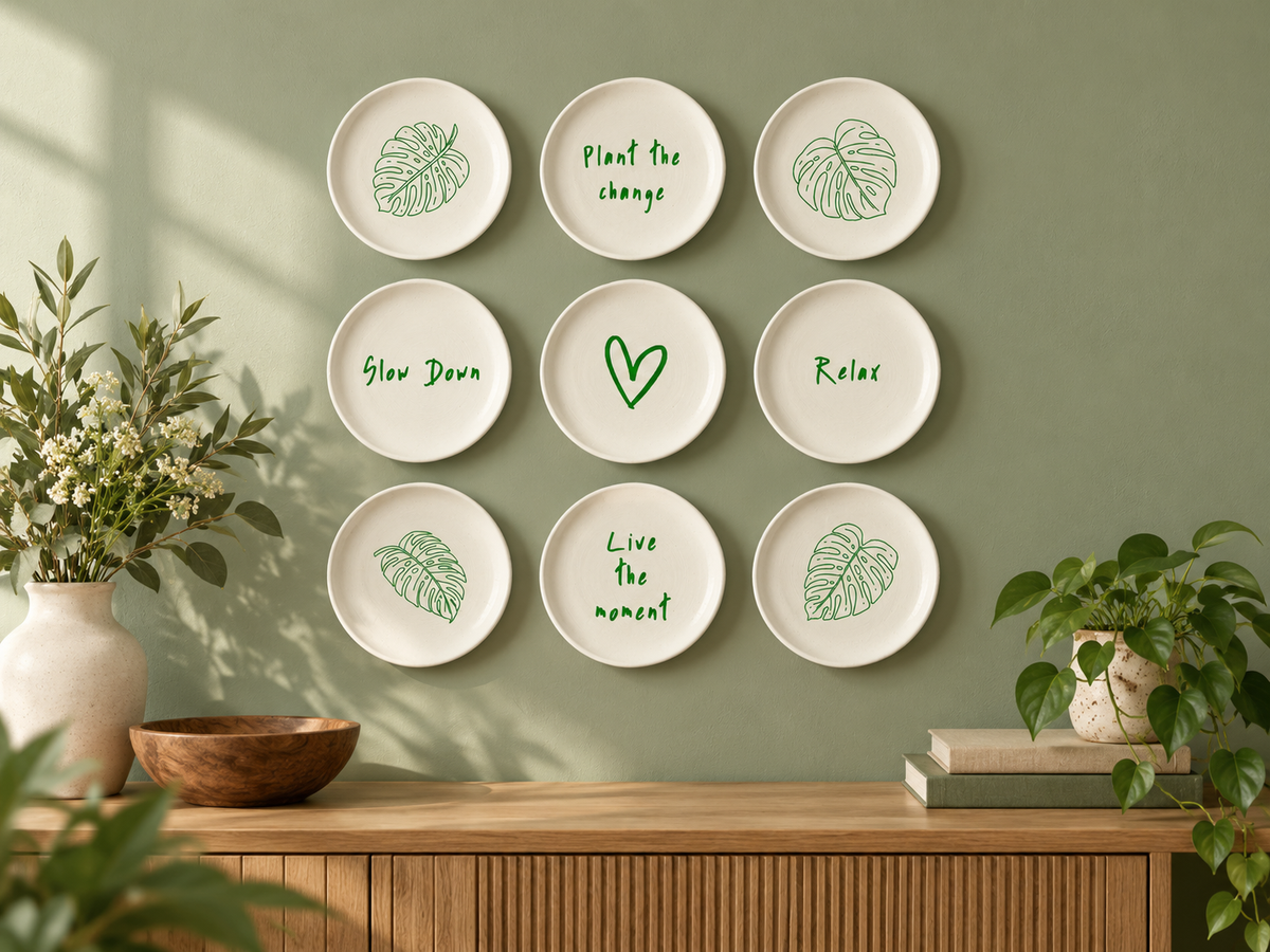 Breathe & Bloom – Set of 9 Terracotta Wall Plates