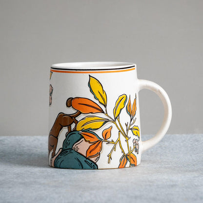 Panther Coffee Mug With Paper Quilling Orange Rakhi - Almiro Tree