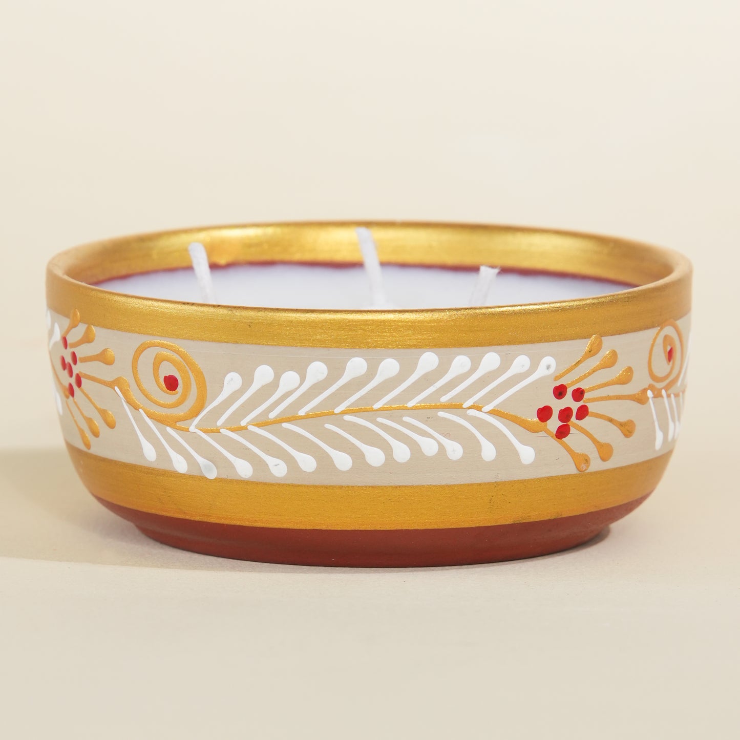 Handpainted Terracotta Essence Diya - Mogra