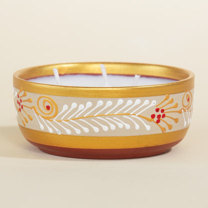 Handpainted Terracotta Essence Diya - Amber