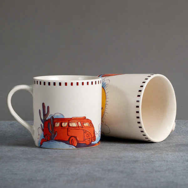 Pair of Coffee Mugs + Handpainted Terracotta Essence Jar