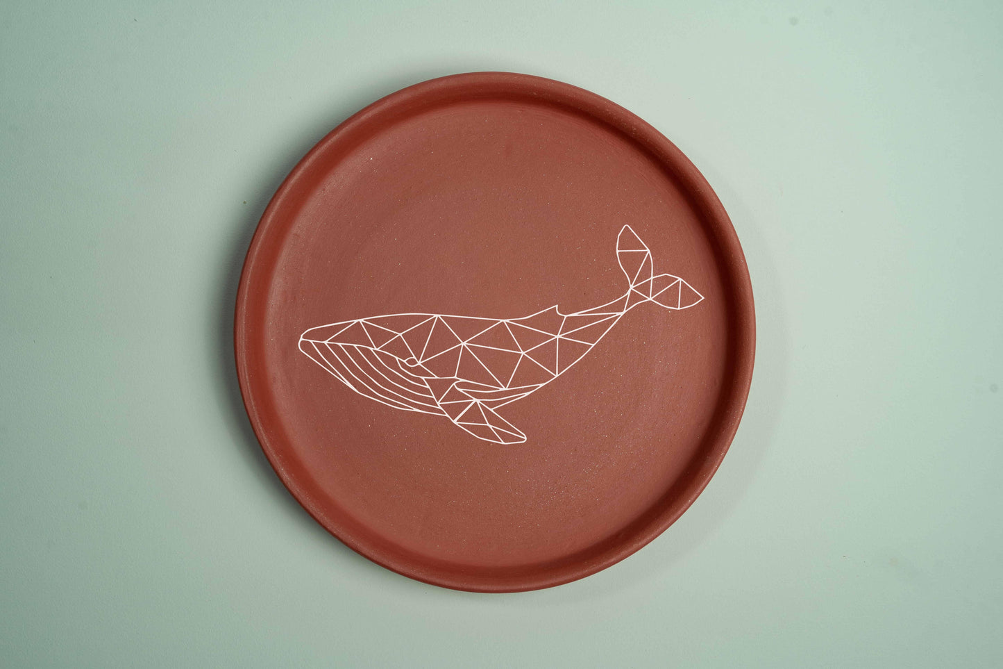 Whale fish Geometric Face Terracotta Wall Plate - Almiro Tree