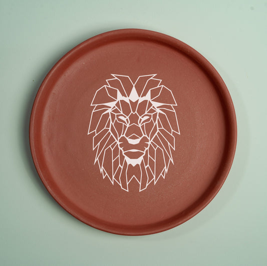 Lion Geometric Face Terracotta Wall Plate