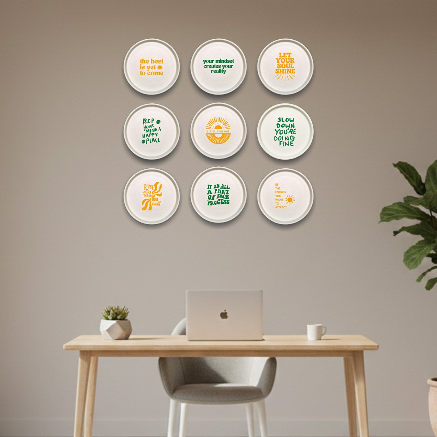 Mindful Moments – Set of 9 Inspirational Terracotta Wall Plates