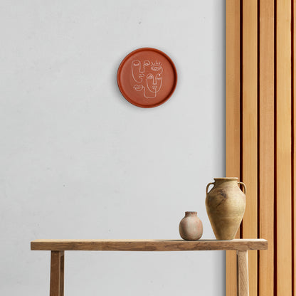 Face Minimalist Art Terracotta Wall Plate