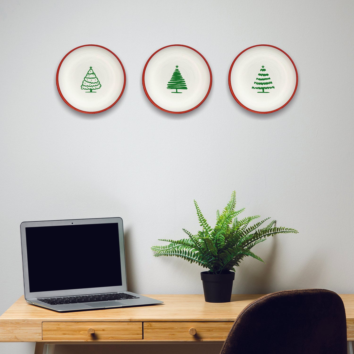 Christmas Tree Small Terracotta Wall Plates